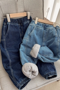 男童女童丝棉保暖裤 儿童牛仔裤 中大童棉裤 冬款 一条过冬 童装 厚款