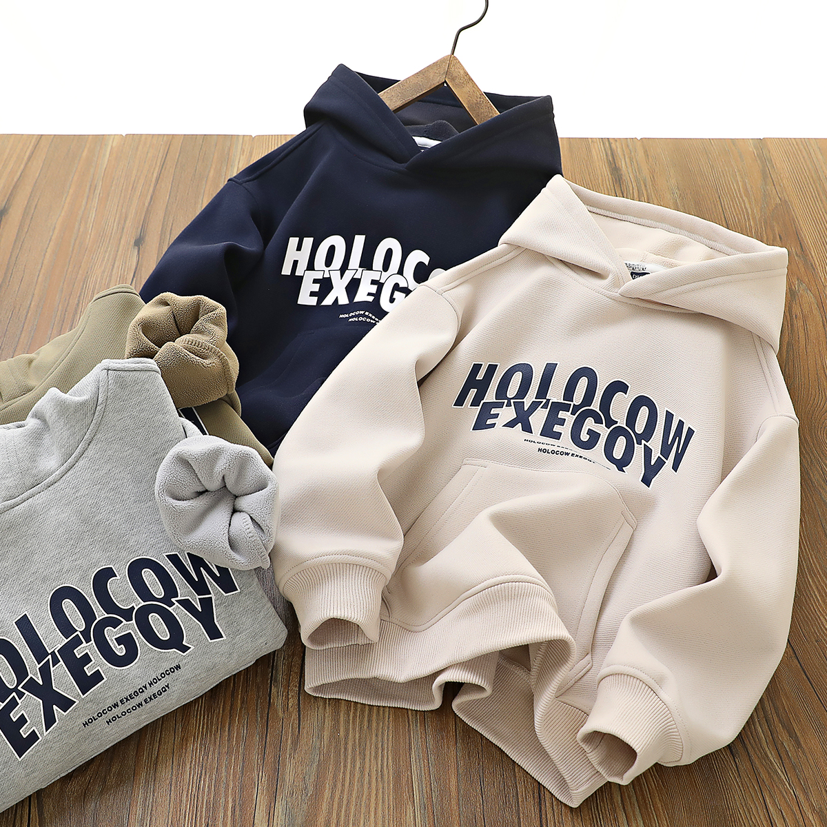 180青少年儿童加绒连帽卫衣冬款