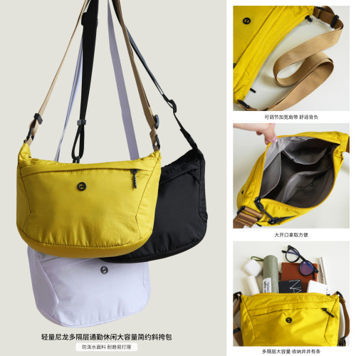 轻量防泼水尼龙多隔层斜挎包