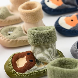宝宝防滑地板袜 男童女童防滑袜子 高筒厚款毛圈袜 袜鞋 秋冬款