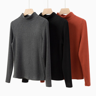 女装 300g女士半高领打底衫 秋冬款 含羊绒蚕丝 恒温保暖内衣上衣