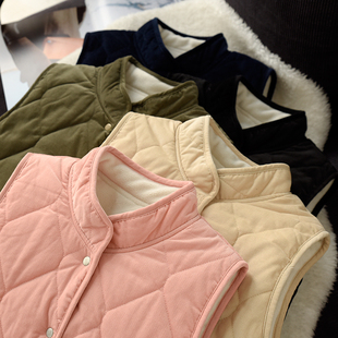 灯芯绒立领纯棉马夹外套 女装 学生装 上衣 无袖 女士加绒保暖马甲