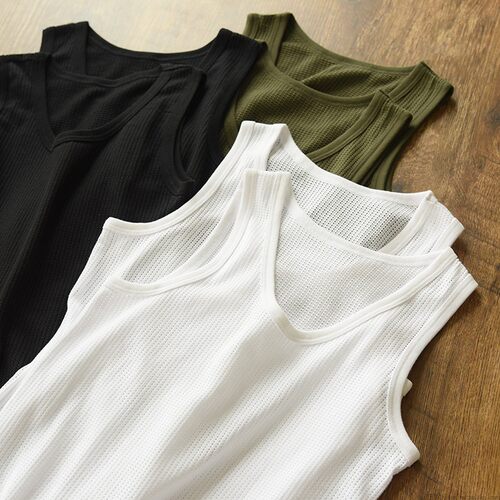 两件装男士纯棉网眼背心舒适透气