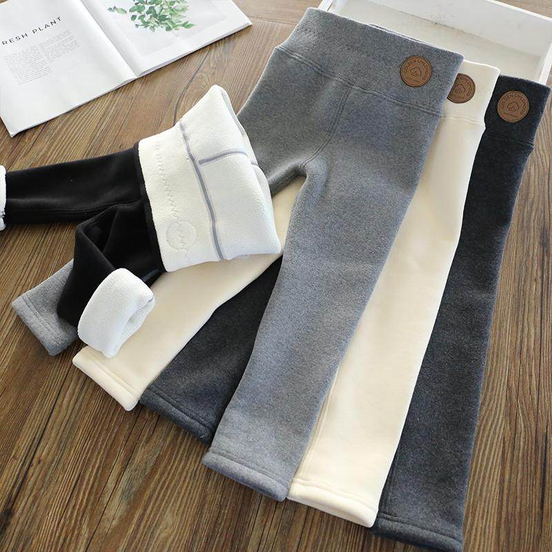 儿童打底裤女童春秋冬款中厚纯棉抓绒小女孩薄绒加绒加厚外穿裤子