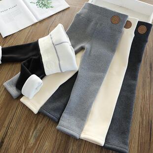 儿童打底裤女童春秋冬款中厚纯棉抓绒小女孩薄绒加绒加厚外穿裤子