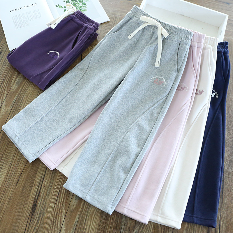 长裤棉质面料直筒休闲裤