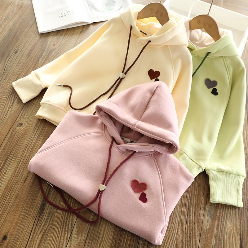 女童加绒连帽衫秋冬款