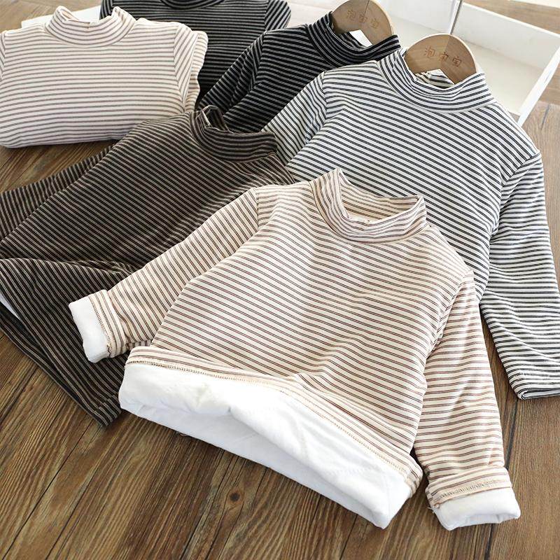 女童条纹半高领加绒打底衫中大儿童软糯加厚保暖内搭T恤秋冬新款,童装/婴儿装/亲子装,T恤,淘宝优惠券,粉丝福利购,淘宝优惠卷