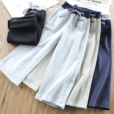 女童加绒裤子冬季保暖洋气直筒