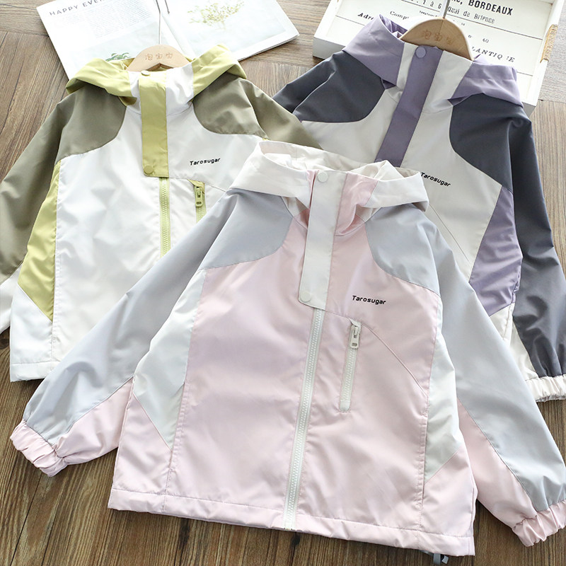 男女童冲锋衣外套2026春季新款中大童防风上衣户外春秋三防拉链衫