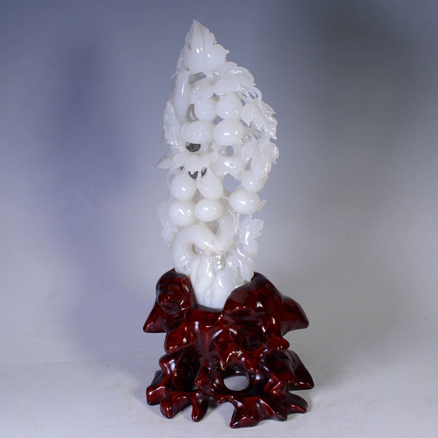 品相佳和田玉羊脂白玉雕工精细玉质温润吉祥如意富贵葡萄摆件3083