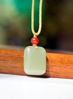 罕见啦和田玉青海老熟冰种湖水青黄口高脂油润面包平安牌子D15376