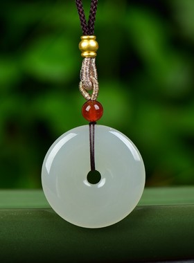 震惊啦和田玉青海老坑料高冰浅晴水色玉质干净平安扣吊坠15315