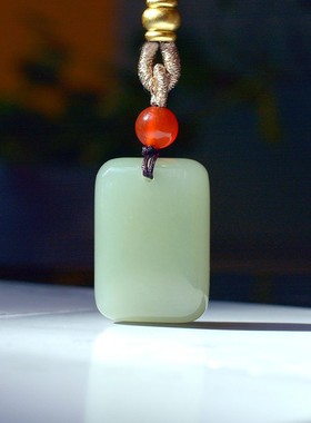 收藏级和田玉青海老坑料冰种湖水青细腻油润无结构平安牌子15377