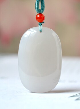 漏和田玉青海料玉质细腻温润高冰高油《平安牌》面包牌子D15590-1