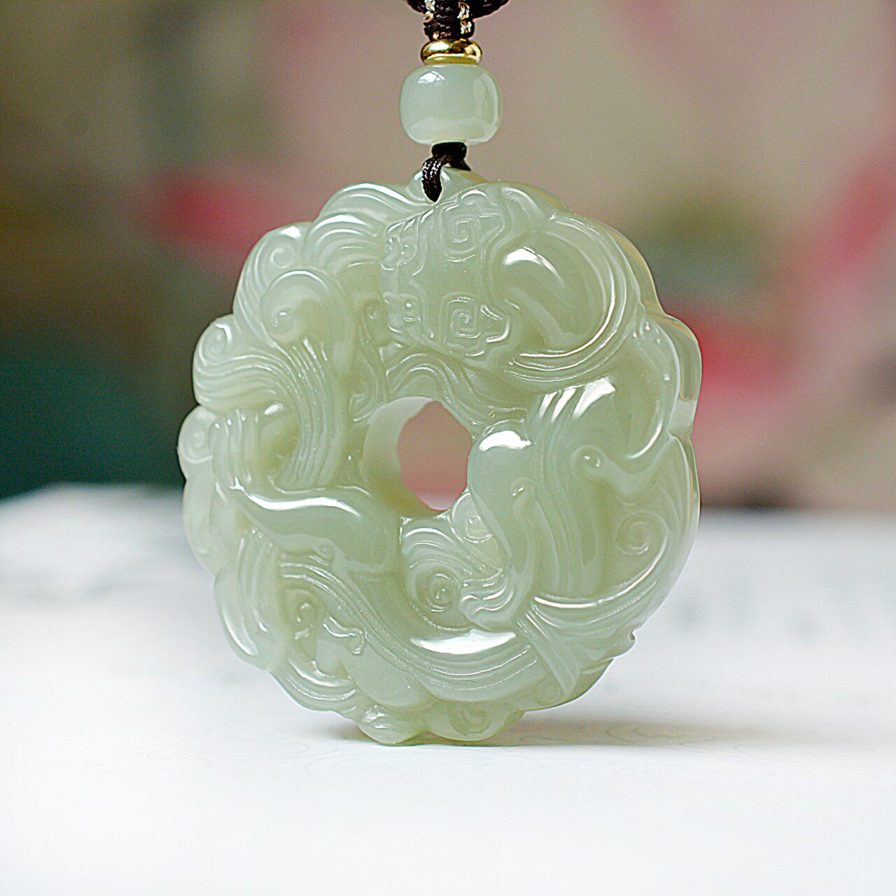 震惊啦和田玉青海料高冰晴水色老坑料高脂高糯仿古貔貅吊坠C15597