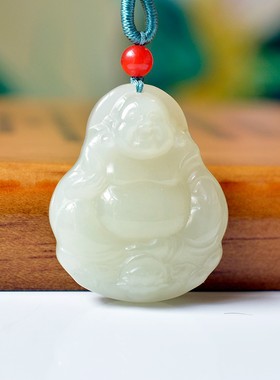 罕见啦精致和田玉清海料羊脂玉老坑料高脂高糯《弥勒佛》15675