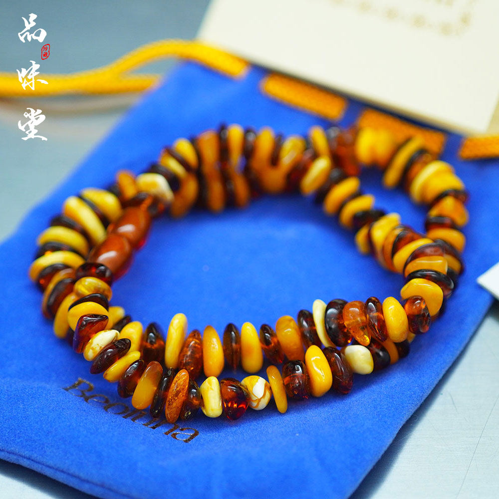 早期日本BEOLUNA天然老蜜蜡琥珀手串项链随型手工打磨复古个性