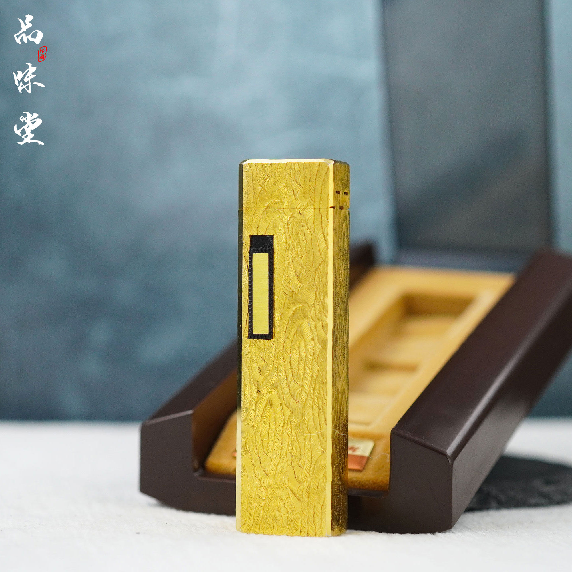 1980年日本Windmill风车树纹金双火焰烟斗机气体打火机变火特殊款