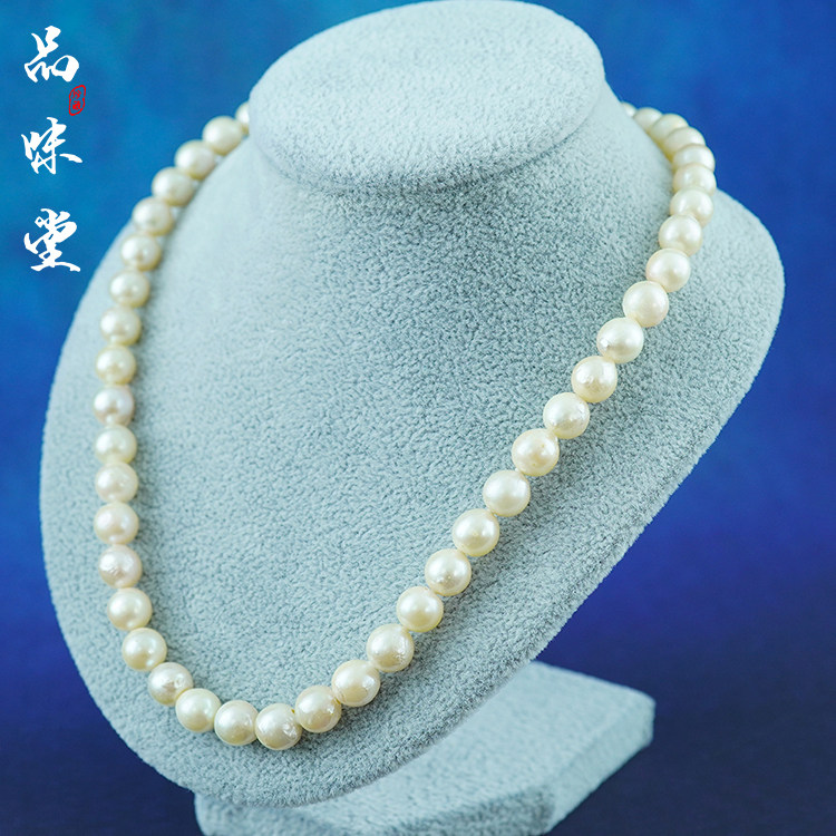 日本中古首饰复古项链天然炫彩珍珠纯银品味高档精美绝版高奢8mm