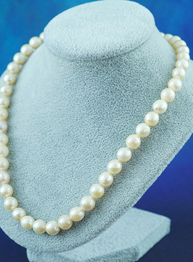 日本中古首饰复古项链天然炫彩珍珠纯银品味高档精美绝版8mm高奢