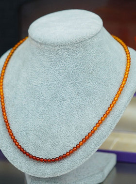 早期日本匠人手工18K纯金搭扣天然琥珀蜜蜡花珀项链手串首饰 送礼