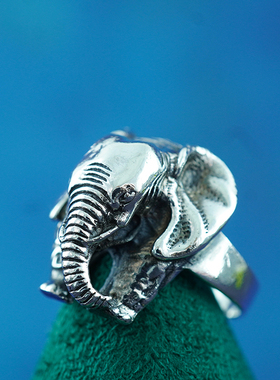 中古欧洲古董戒指首饰925纯银天然宝石钻石玉石复古高奢精美大象