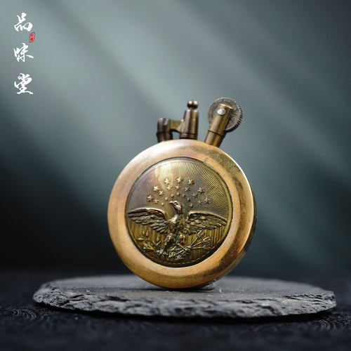 1920年一战美国纯铜连帽战壕机煤油打火机双面浮雕白头鹰复古经典