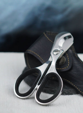 绝版意大利品牌Mastro de paja马氏不锈钢雪茄刀剪刀皮套便携收藏