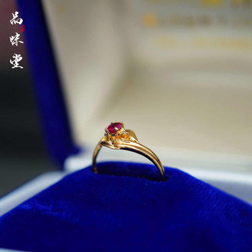 中古精美欧洲18K纯金红宝石戒指首饰复古个性高奢精品送女友 订婚