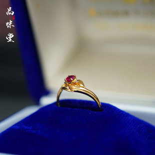 中古精美欧洲18K纯金红宝石戒指首饰复古个性高奢精品送女友 订婚