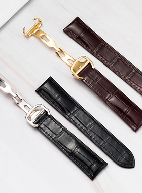 代用卡地亚表带真皮手表带适用于山度士伦敦坦克solo男女士配件