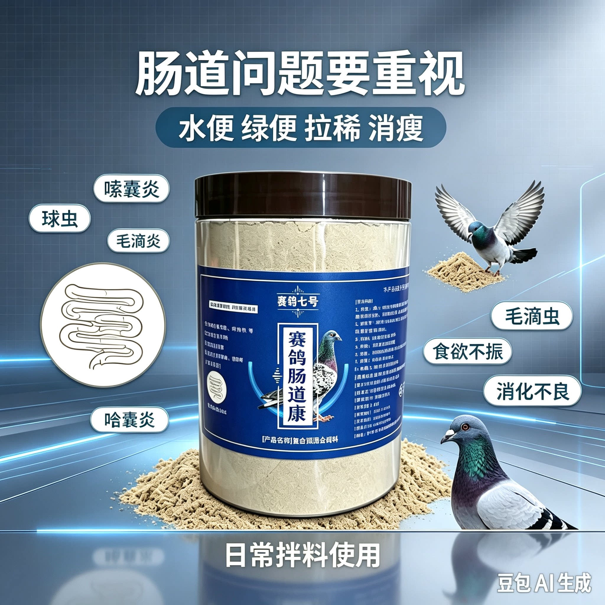 赛鸽纯中药粉肠道药信鸽子水绿呼吸道病毒沙门预防毛滴菌球虫鸽药