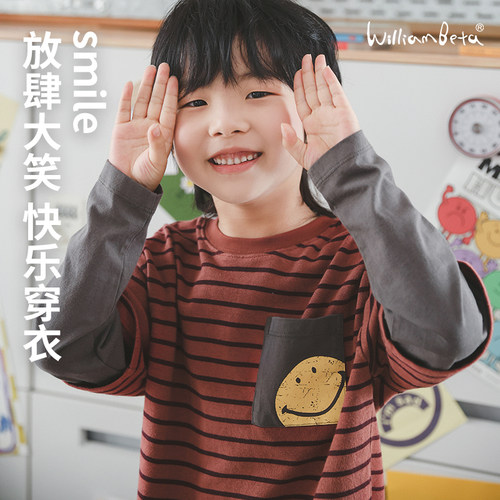 小新贝塔-红蓝交响曲&高颜值假两件~秋新款假两件儿童长袖T恤