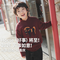 小新贝塔-好事将至！年服来了！2026马年棉混纺小马提花儿童毛衣