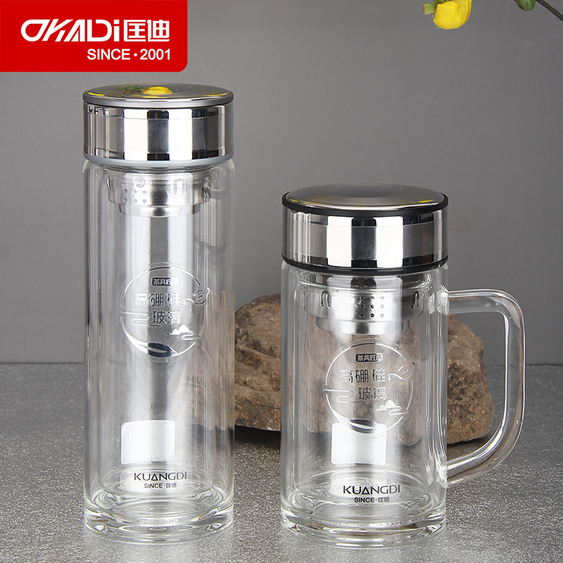 匡迪高硼硅双层隔热防烫玻璃水杯