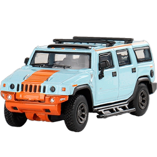 jkm 1:64金属仿真悍马H2大型SUV越野合金车模减震摆设模型玩具车
