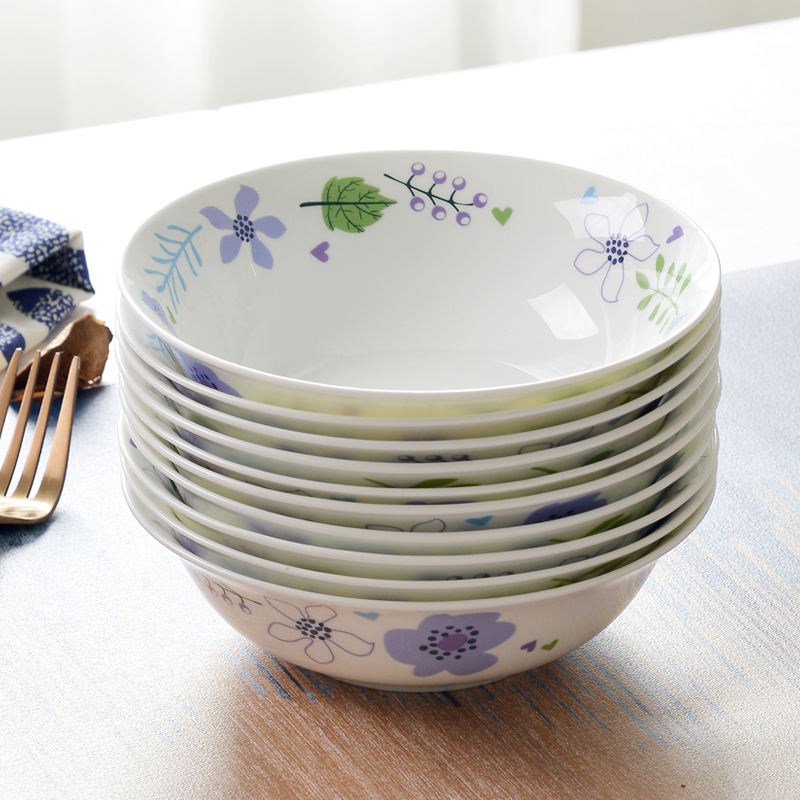 骨瓷斗碗沙拉碗米饭碗10个装盛菜碗汤碗面碗汤粉碗可微波陶瓷餐i.