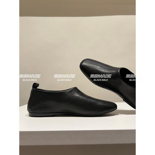 方头懒人一脚蹬单鞋女平底