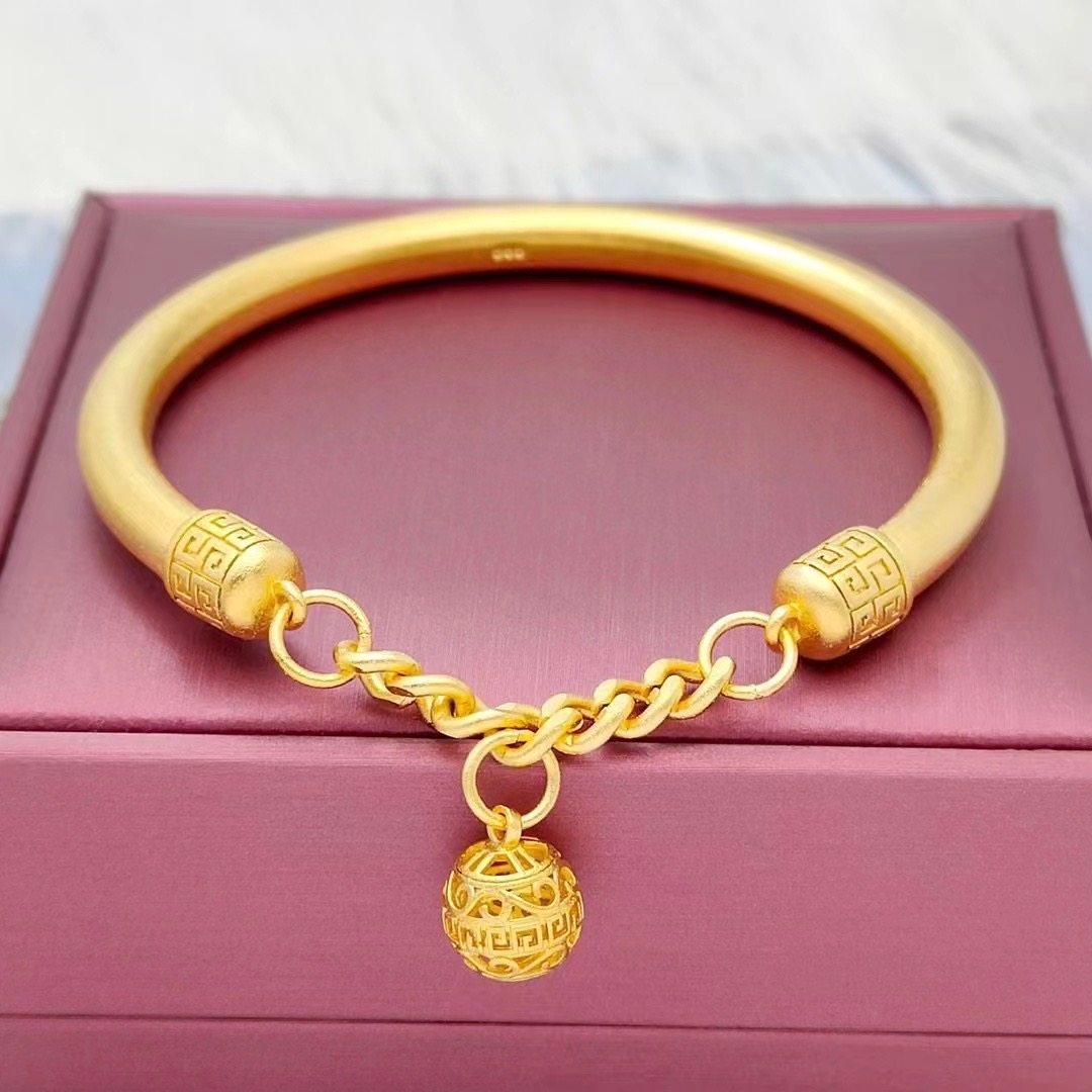 镀金古法传承宫铃手镯女实心沙金仿真假黄金越南沙金铃铛结婚饰品