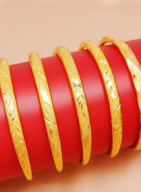 铜镀金实心久不掉色龙凤手镯