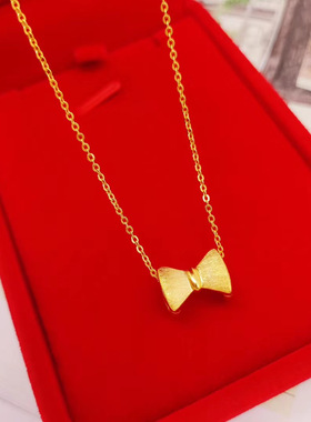金店同款蝴蝶结24k锁骨吊坠项链