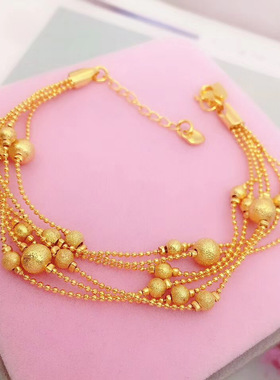 首饰新款韩版沙金女欧币多线手链