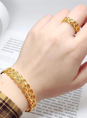 仿沙金小众女款铜镀金麦穗手镯