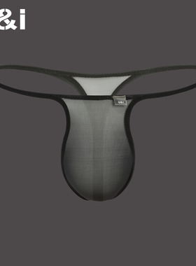 U＆I性感男丁字裤超薄高弹透气冰丝透明一片式向上放舒适T字内裤