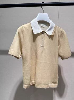 4折欧家专柜2025夏新棉麻Polo短袖针织衫两件套潮1SY203190F现货