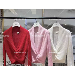 4折欧家专柜2025冬新女羊毛扭结V领针织毛衣轻薄潮1SY403157F现货
