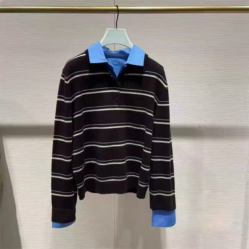 4折欧家专柜2025新女冬可拆领条纹polo毛衣针织衫1SY403518F现货