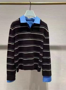 4折欧家专柜2025新女冬可拆领条纹polo毛衣针织衫1SY403518F现货