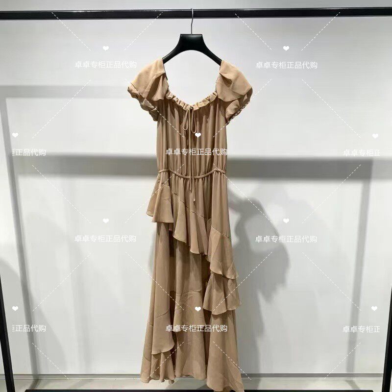 4折欧家专柜2026夏新女雪纺荷叶边气质长裙连衣裙1MY2080590现货